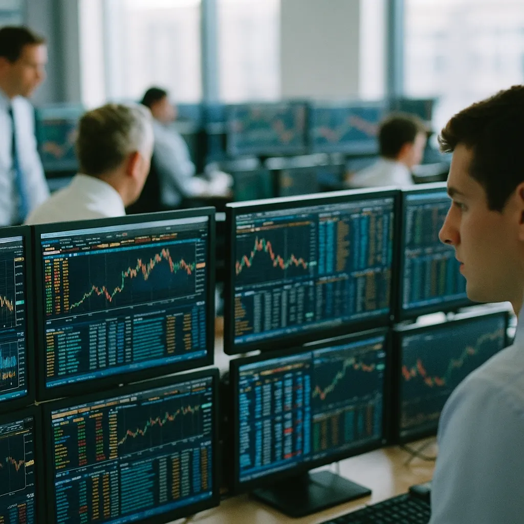 A financial trading floor related to AI Hedge Fund Abundance with $100M in Seed Capital