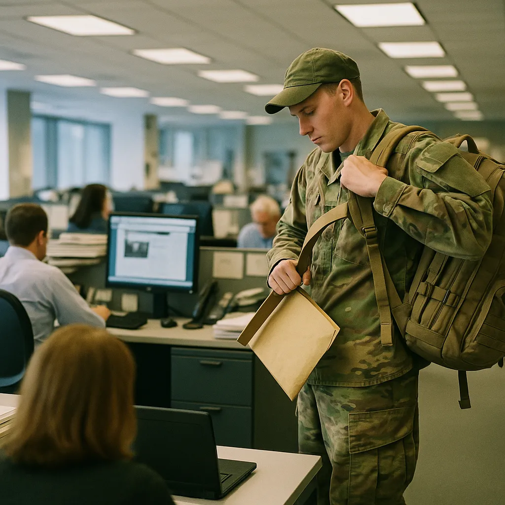 Scene in a newsroom with someone deploying