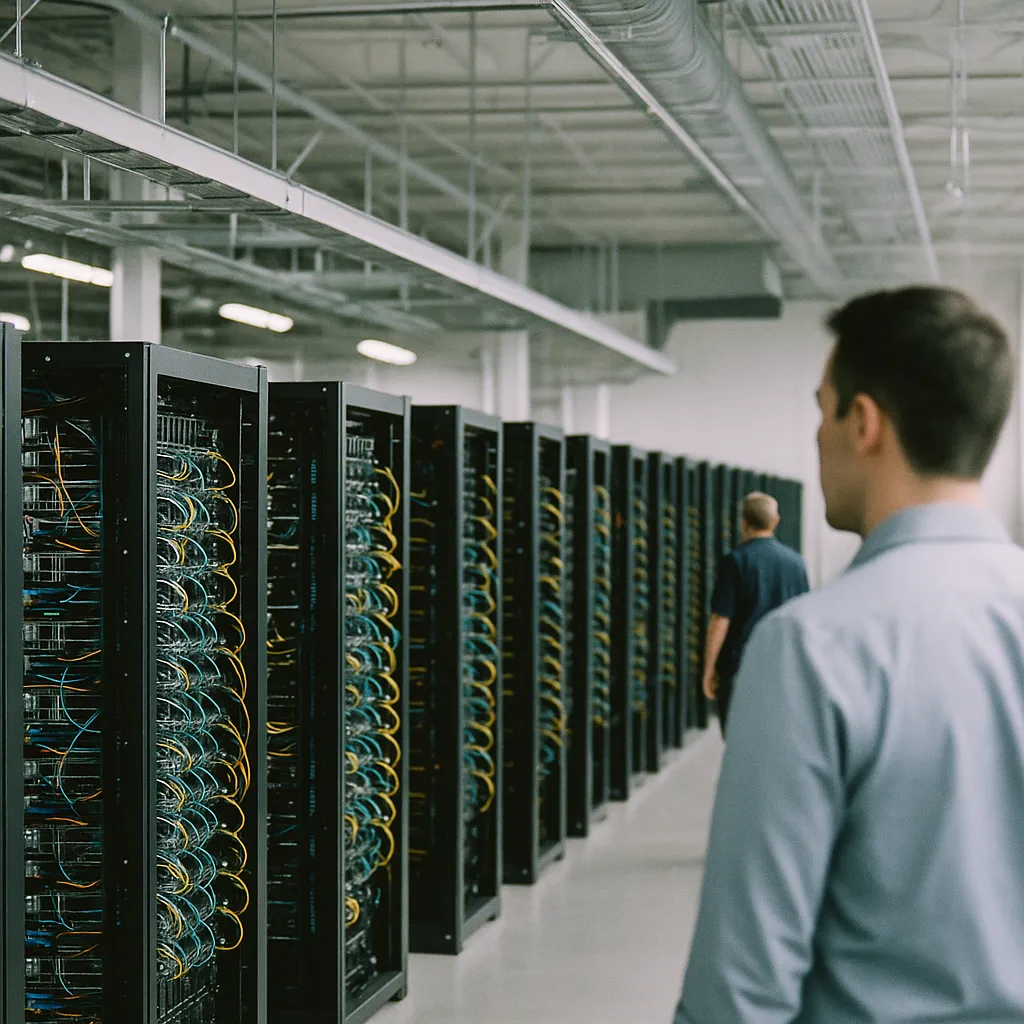 A data center featuring Data Centers, data center, related to AI Data Centers Are Growing Faster Than the Insurance Indust from an unusual angle or perspective