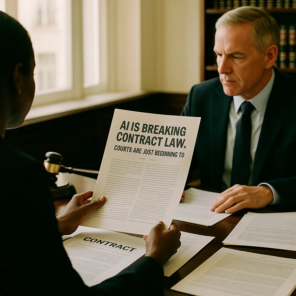 A law office featuring Contract, documents, related to AI Is Breaking Contract Law. Courts Are Just Beginning to Fi