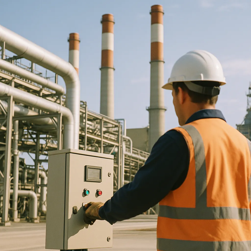 A energy facility where a person is operating related to AI Climate Model Predicts World Will Miss 1.5°C Target Even 