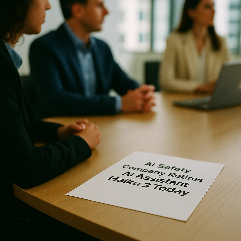 A modern corporate office featuring document, related to an AI safety company Retires an AI assistant Haiku 3 Today, 