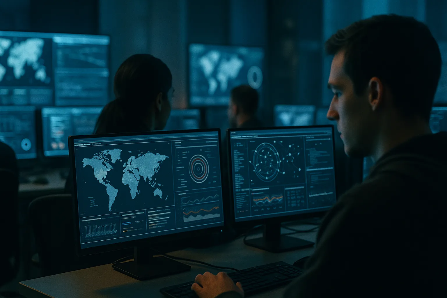 Scene in a cybersecurity operations center