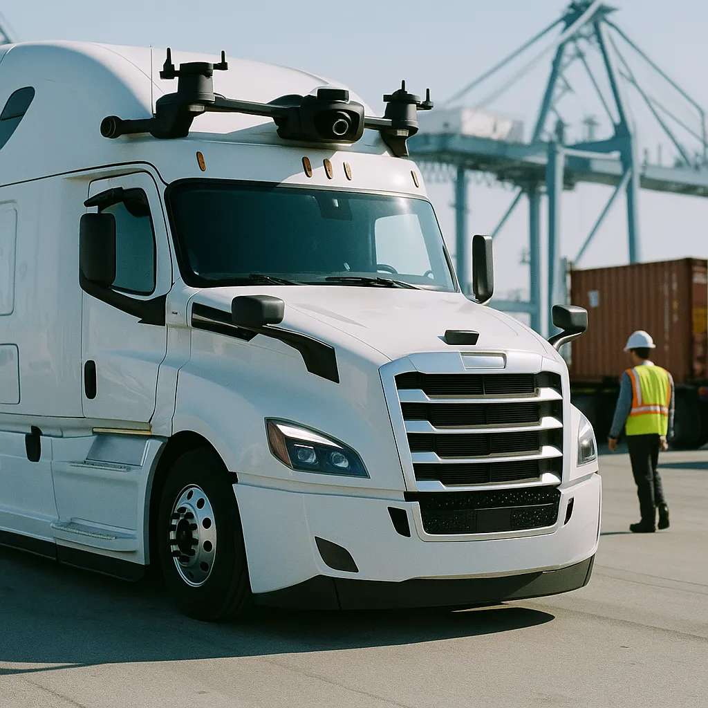 A Port featuring Truck, truck, related to An Autonomous Truck Just Crossed the United States With No H