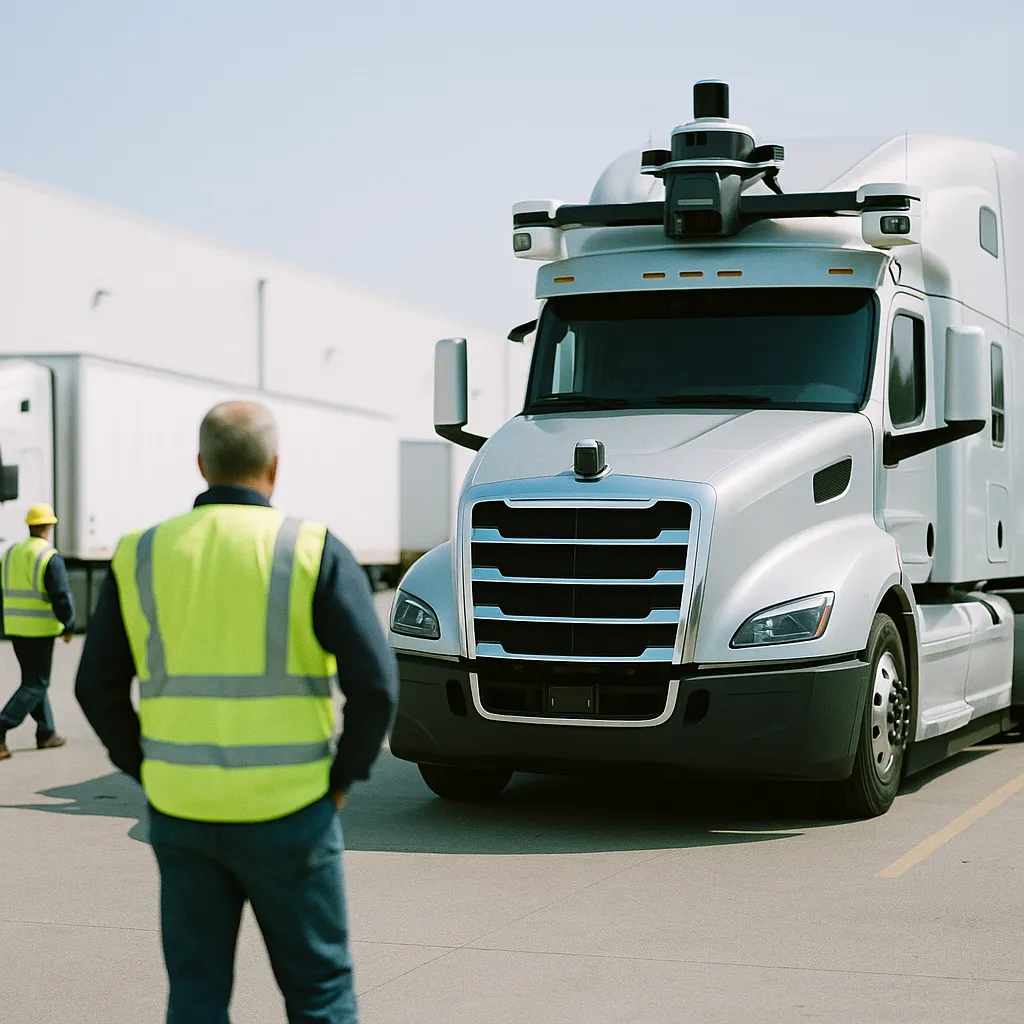 A transportation hub featuring trucks, truck, related to Autonomous Trucking Enters Mass Deployment Phase as Aurora, 