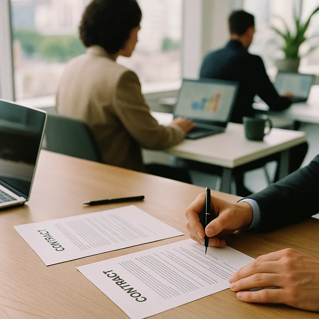 A modern workplace featuring contracts, related to BCG: AI Will Reshape 44% of All Jobs Before It Replaces Them