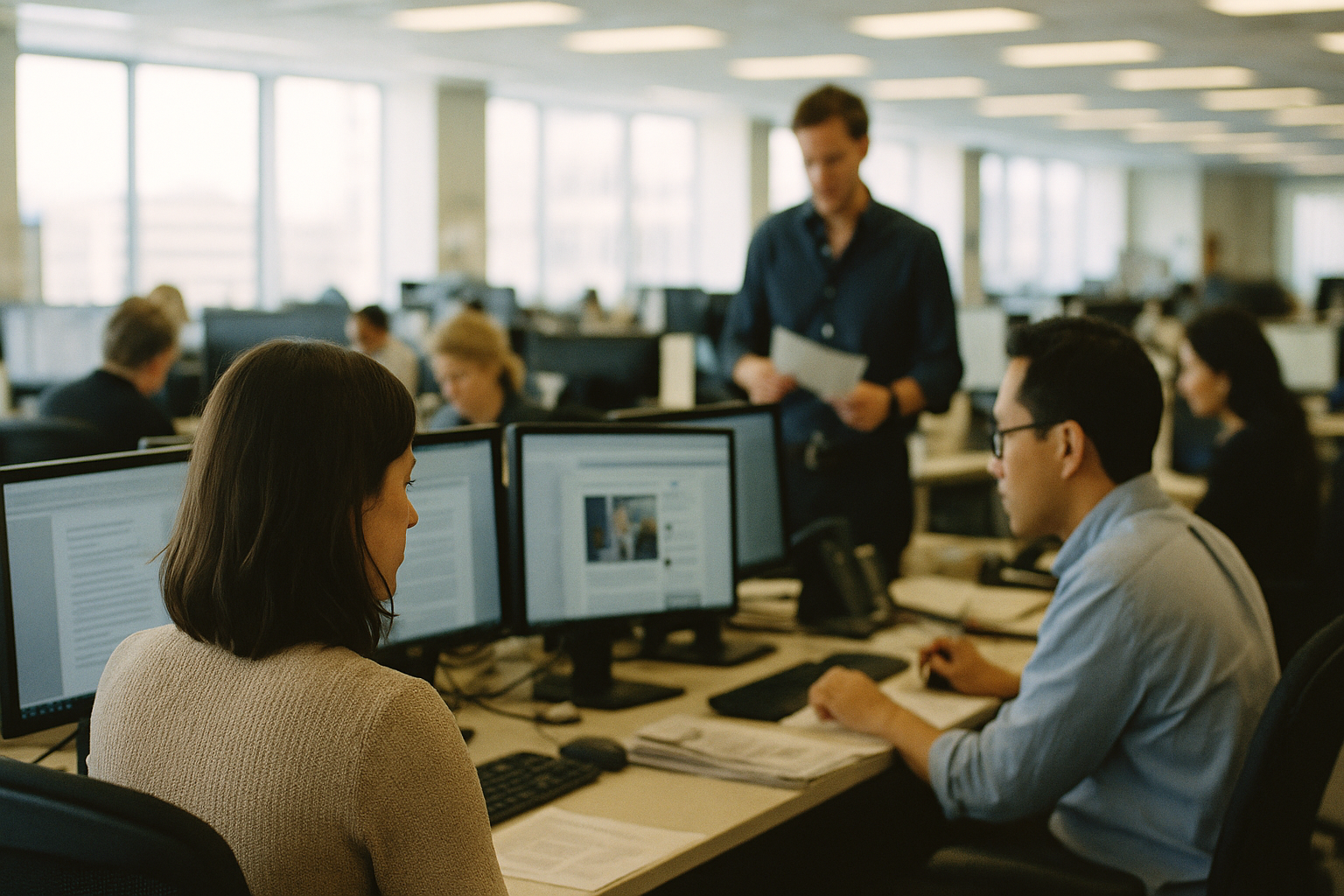 Scene in a newsroom