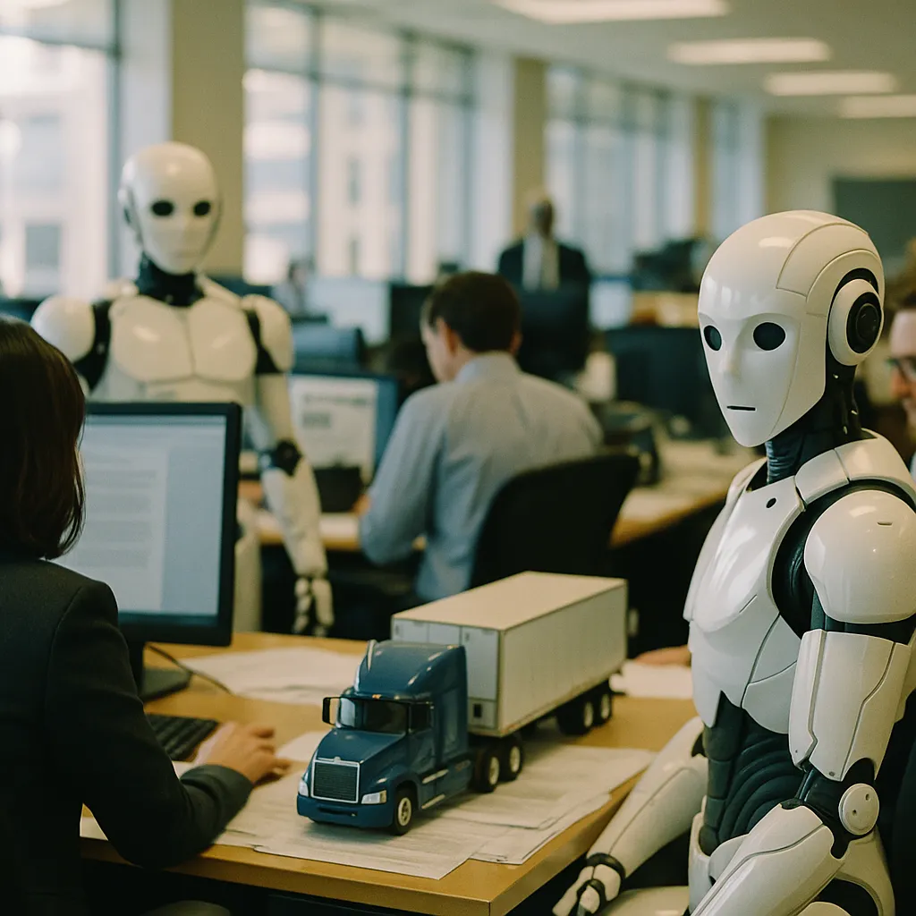 A newsroom featuring robots, trucks, related to Daily AI Briefing — 2026-04-21