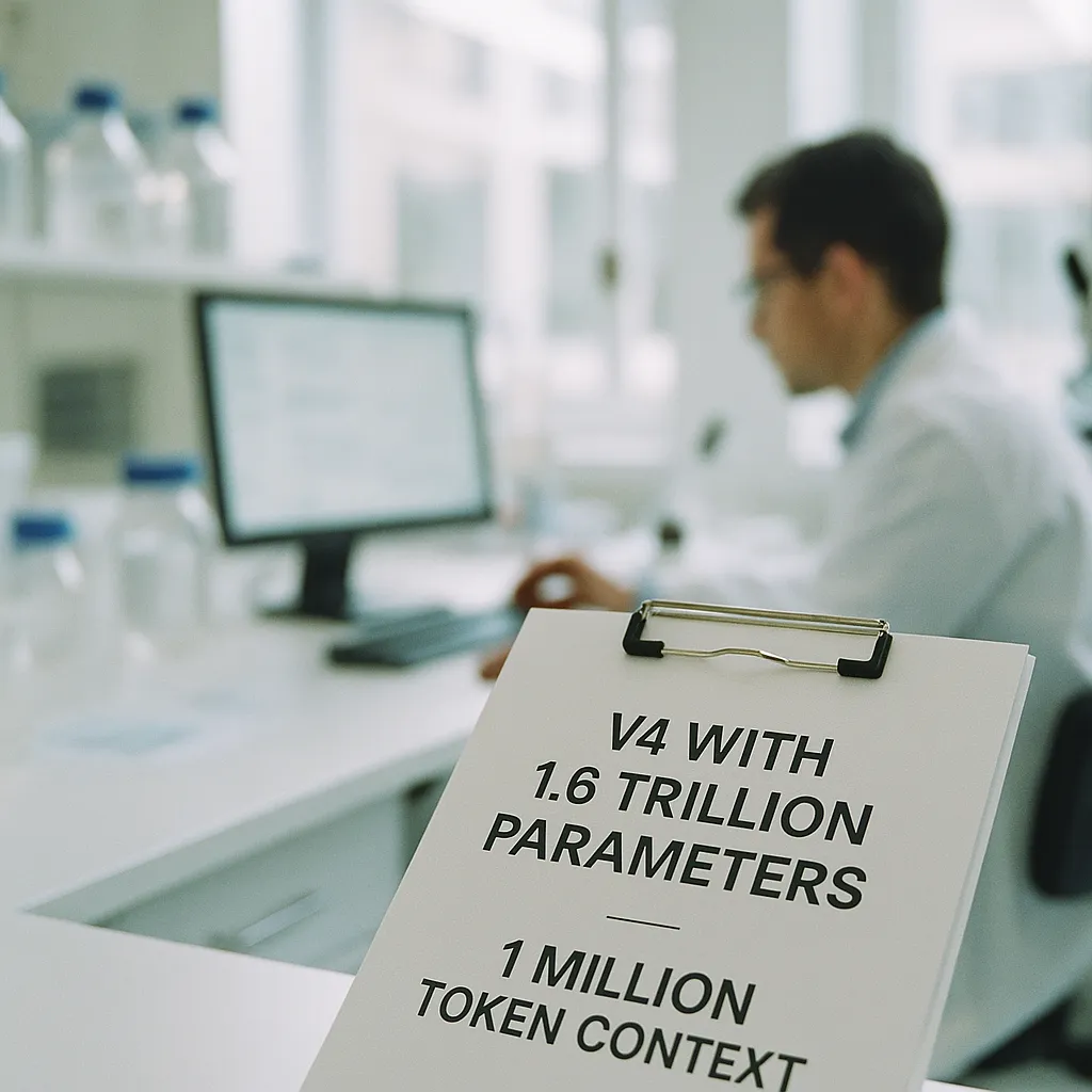A research laboratory featuring document, related to V4 with 1.6 Trillion Parameters and 1 Million Token Context