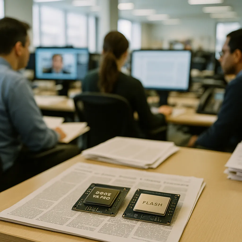 A newsroom featuring chips, related to an AI research lab Drops V4 Pro and Flash—A Year After Upend