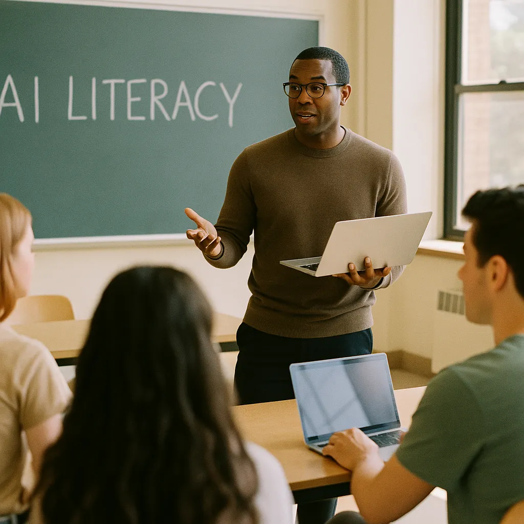 A university classroom where a person is building related to US Education Department Finalizes Rule Prioritizing AI Liter