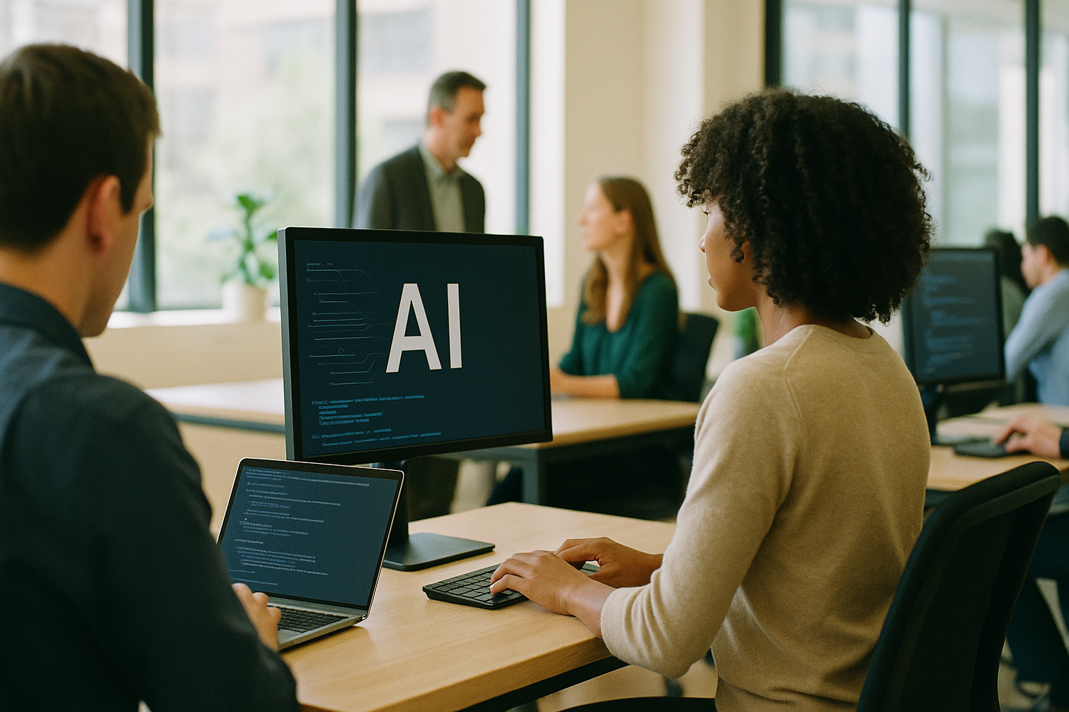 Scene in a modern workplace related to Expect, By Hector Herrera