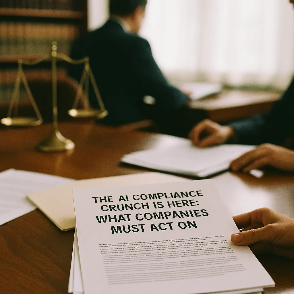 A law office featuring documents, document, related to The AI Compliance Crunch Is Here. What Companies Must Act on