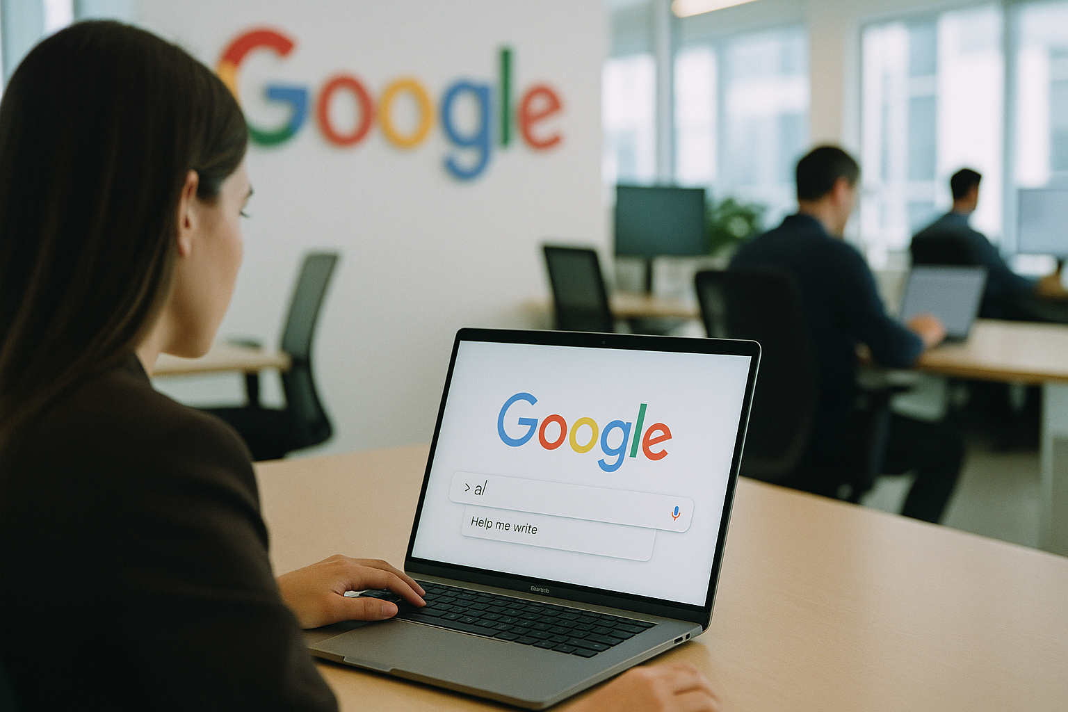 Scene featuring Google, google in a modern corporate office