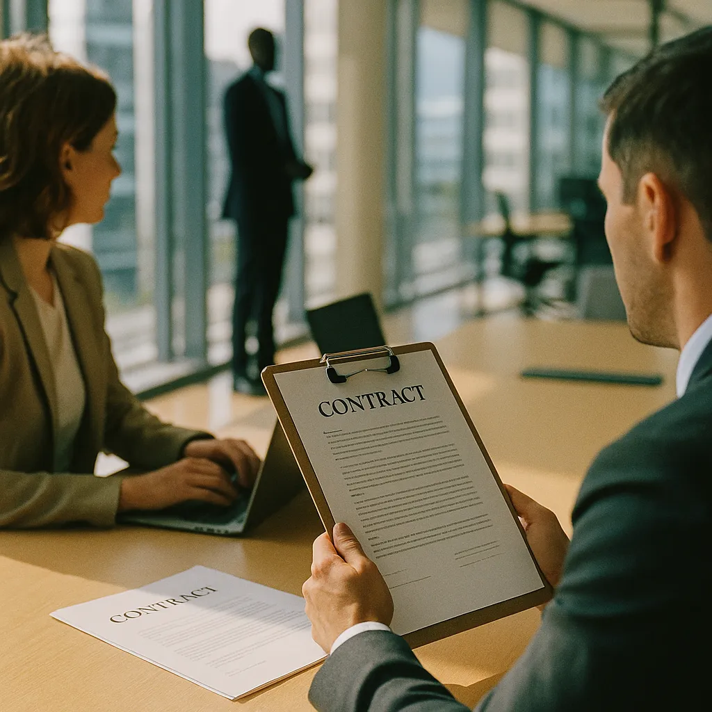 A modern corporate office featuring contracts, related to New AI Agents at Cloud Next 2026 to Rival a major AI company