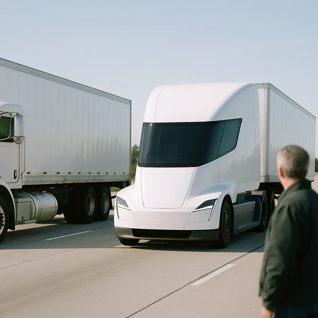 A highway featuring Truck, truck, related to with $24M and a Cabless Autonomous Truck Built for Fixed Rou