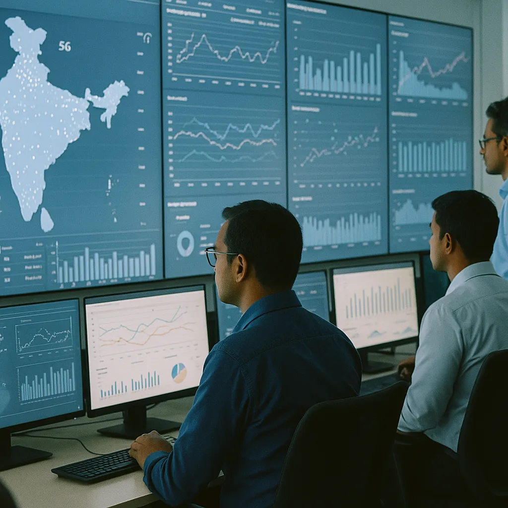 A network operations center featuring monitors, related to India's Telecom Leaders Call for AI-Led Networks as 5G Advan