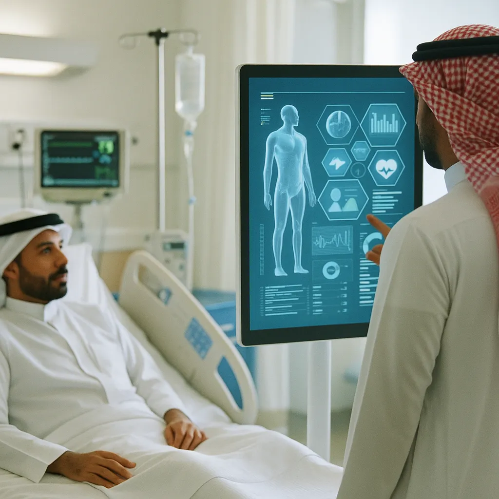 A hospital featuring patient, interface, related to Saudi Arabia's King Faisal Hospital Showcases 30+ AI Clinica