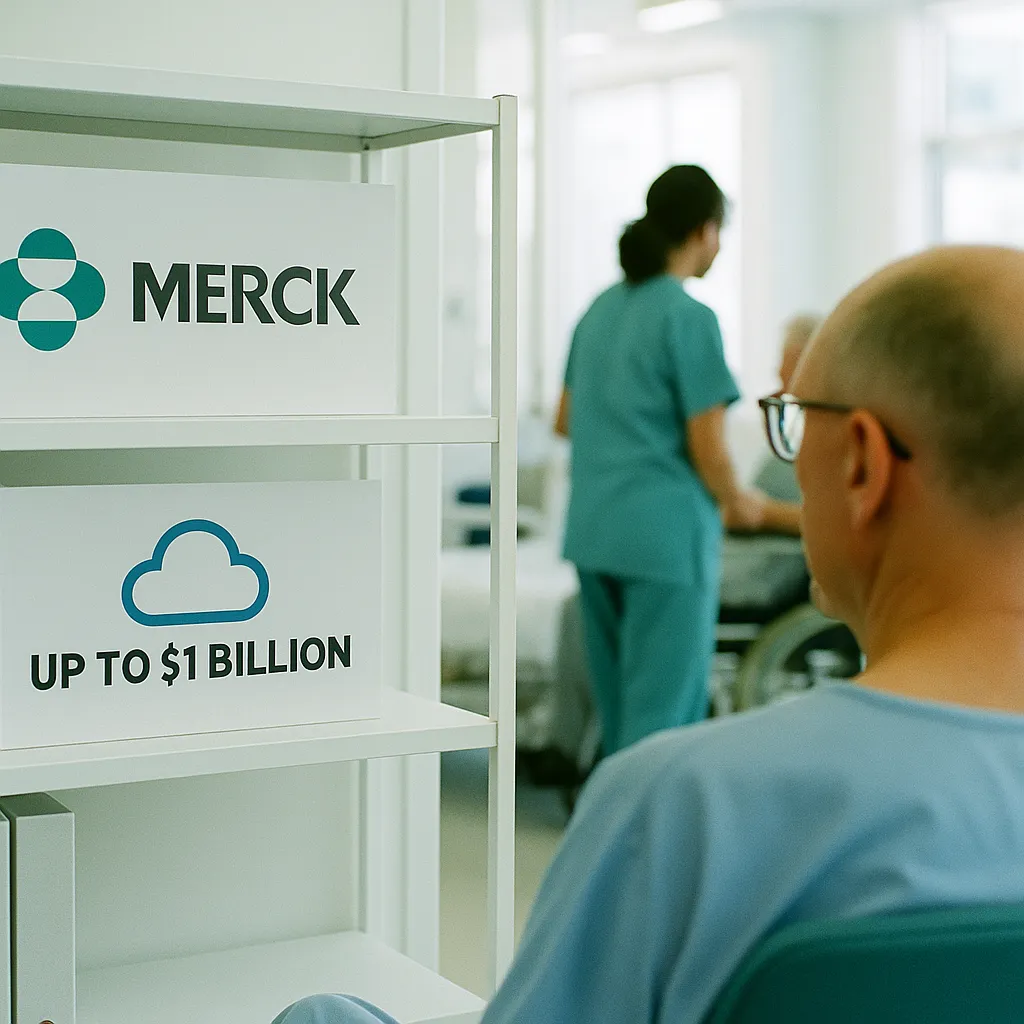 A medical facility featuring patient, shelf, related to Merck and a major tech company Cloud Sign Up-to-$1 Billion A from an unusual angle or perspective