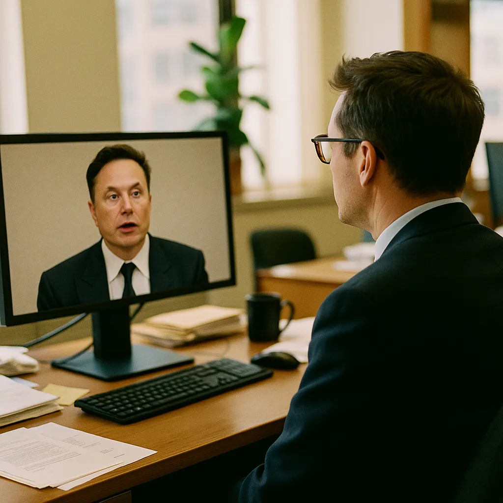 A office where a person is building related to Musk Retakes Stand on Day 3 of Landmark a major AI company T