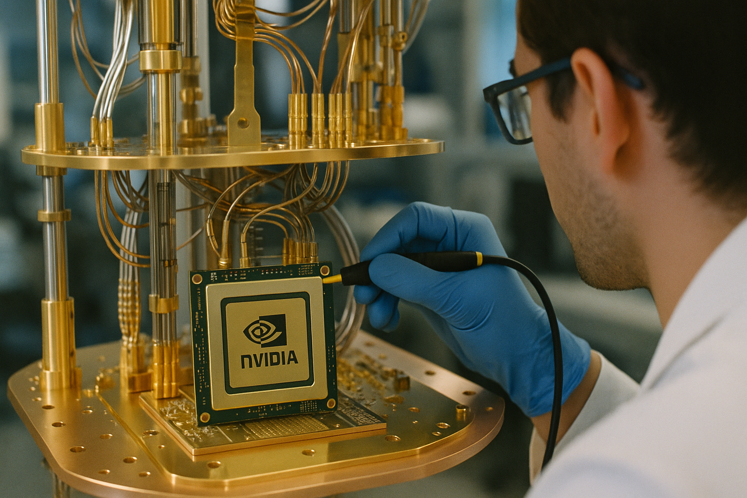 Scene featuring nvidia, chip in a research laboratory with someone operating