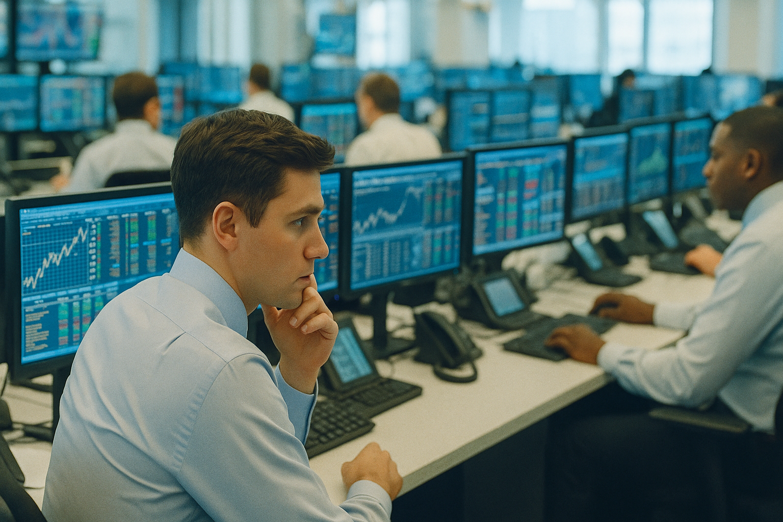 Scene in a financial trading floor