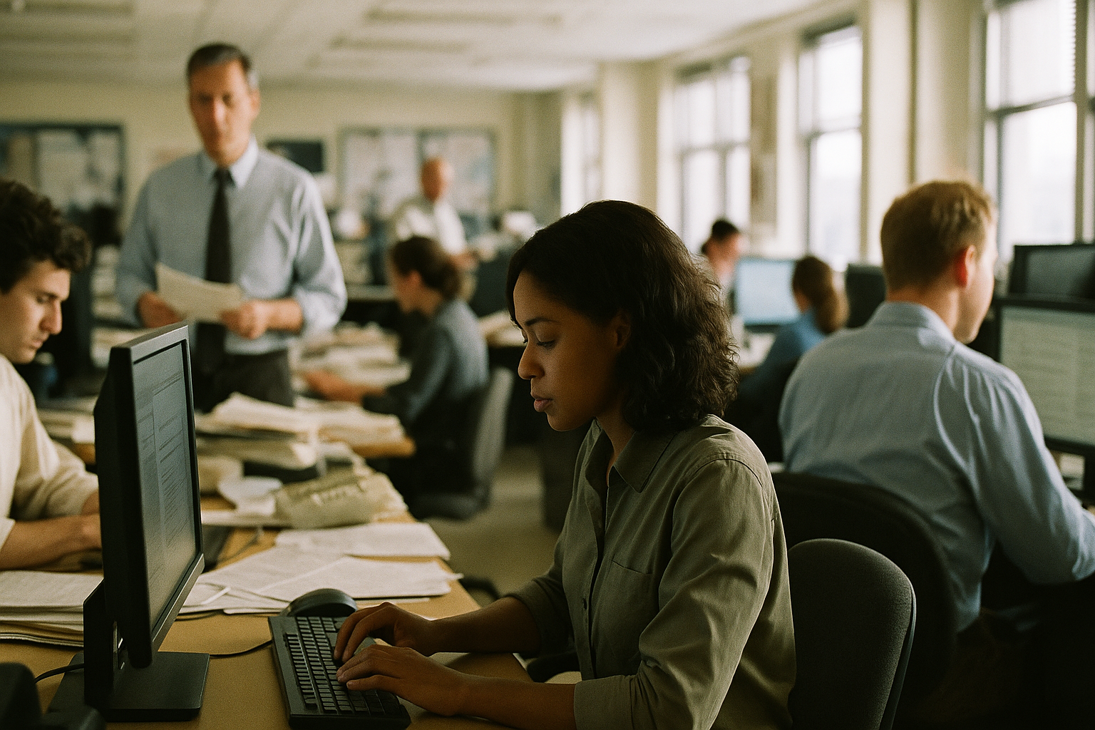 Scene in a newsroom