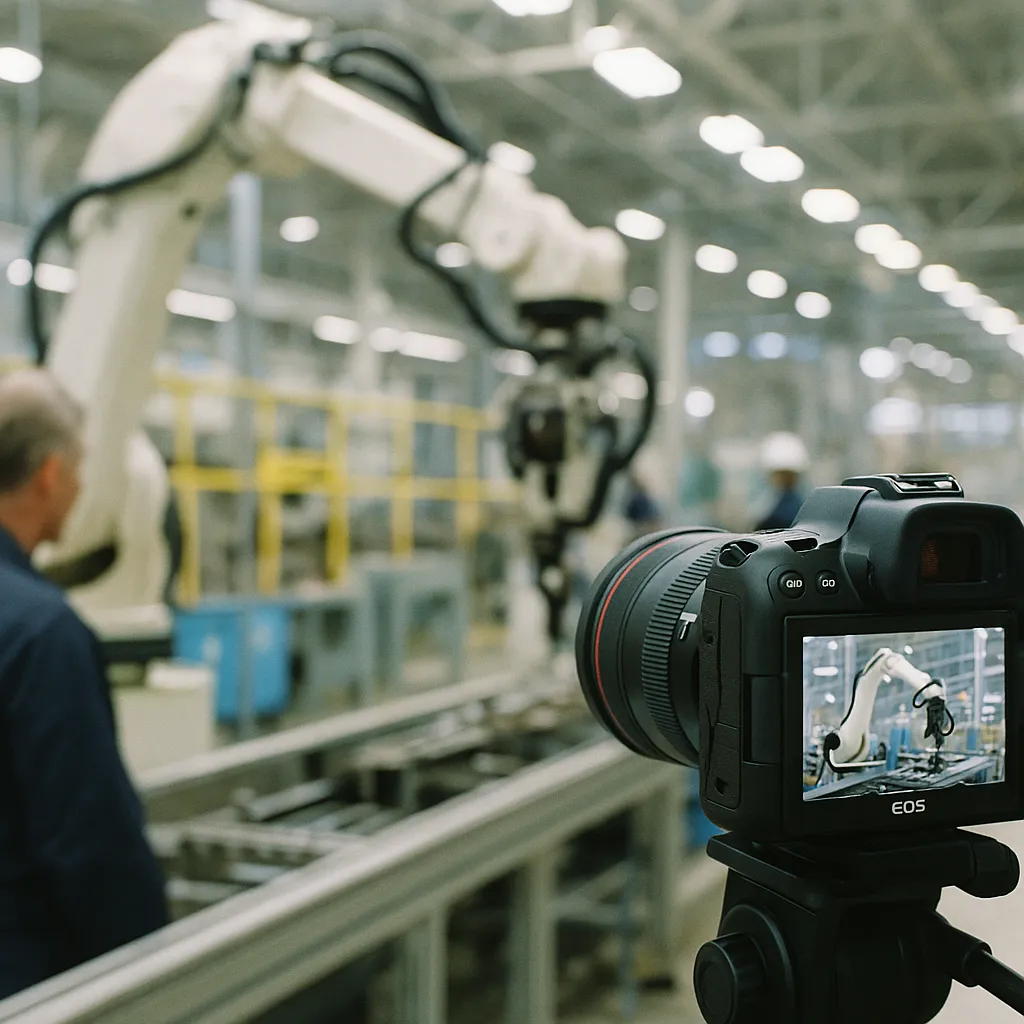 A factory featuring camera, related to LLM Adoption in Manufacturing Doubled in a Year. The Age of 