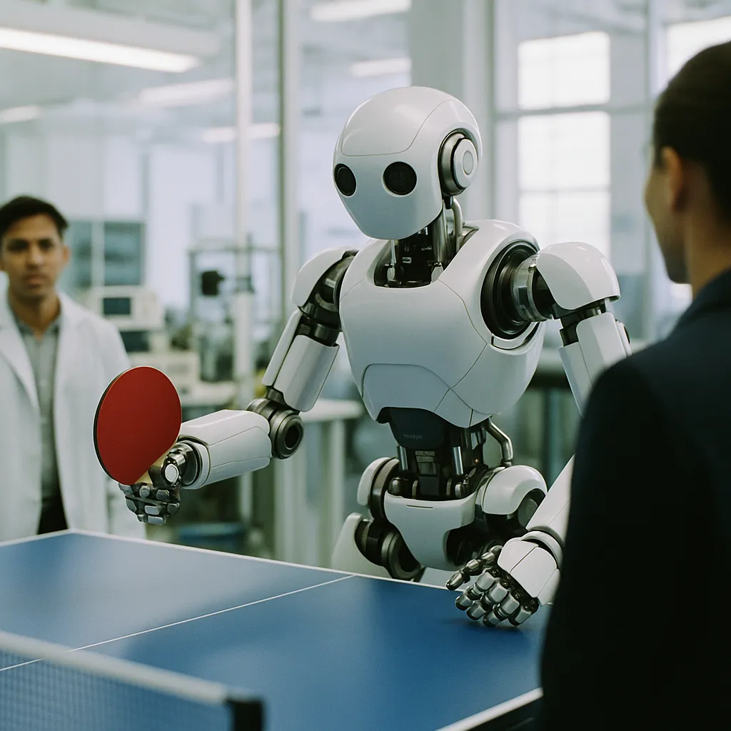 A research laboratory featuring Robot, robot, related to Sony AI Robot Beats Elite Table Tennis Players — and the Rea