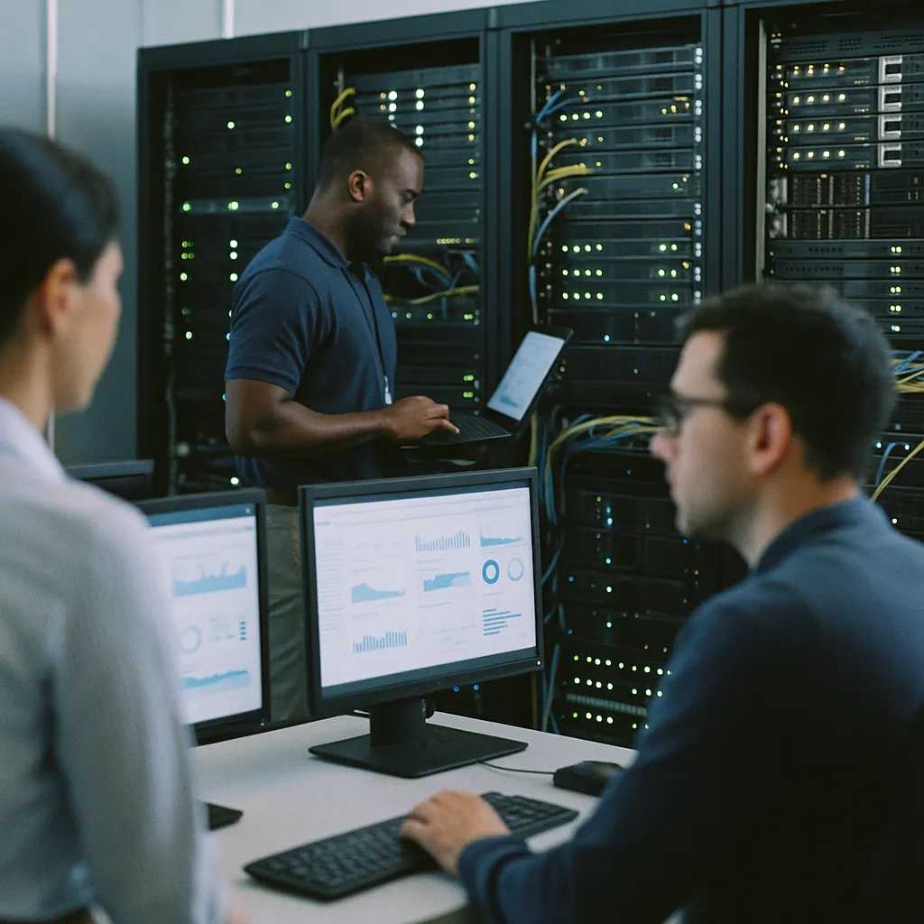 A network operations center featuring servers, related to 89% of Telecom Operators Are Increasing AI Budgets in 2026, 