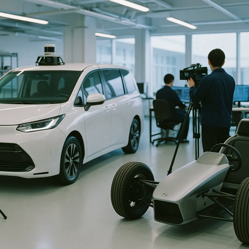 A laboratory featuring vehicles, cameras, related to Toyota's Woven City Gets an AI Brain: Foundation Model Proce