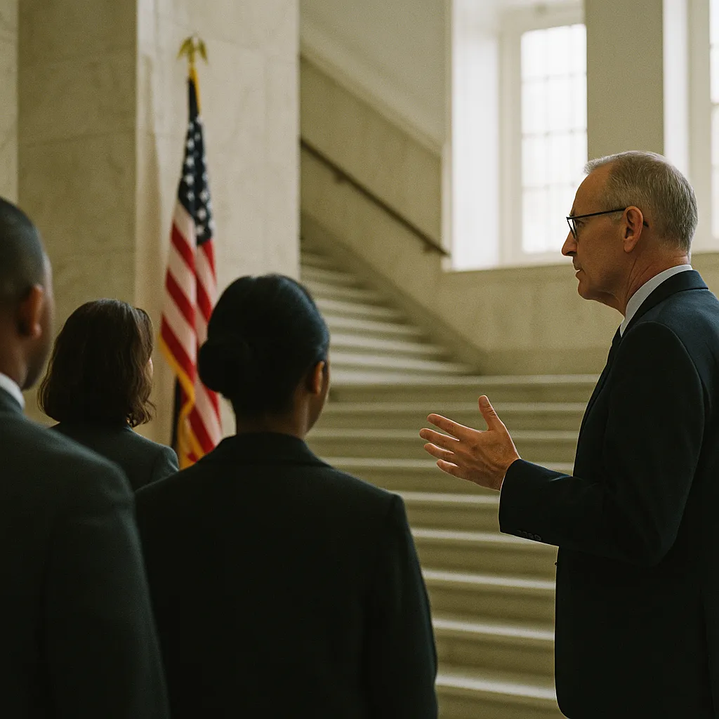 Scene in a government building interior