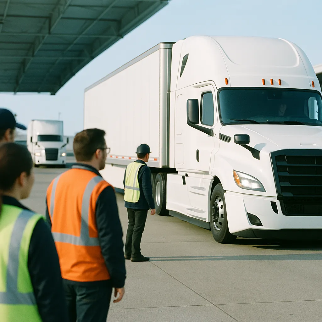 A transportation hub featuring Truck, truck, related to Virtual Drivers Are Ready to Scale Commercially