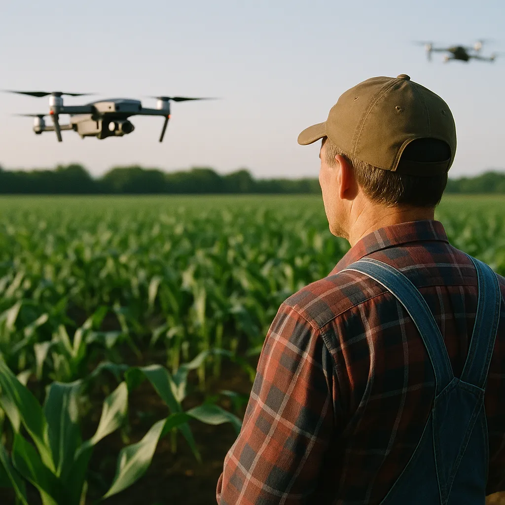 A Farm featuring drones, crop, related to 2026 Is the Proof Year for Precision Agriculture AI — Farmer