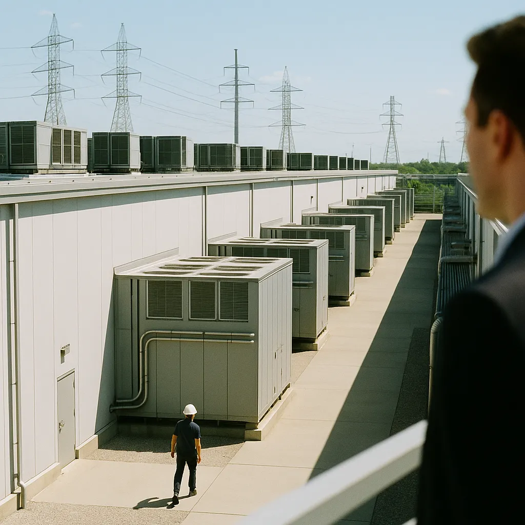 A data center featuring Data Centers, data centers, related to AI Data Centers Will Drive 55% of U.S. Electricity Demand Gr from an unusual angle or perspective