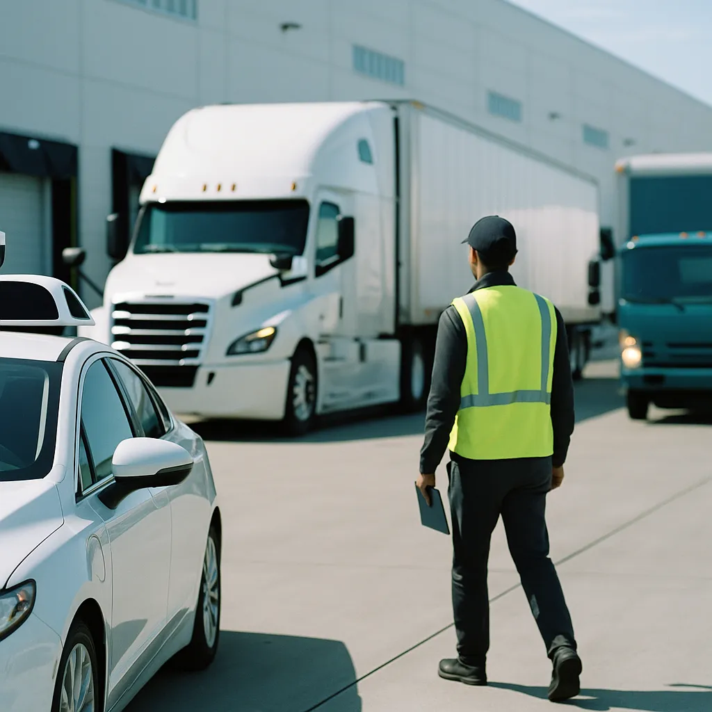 A transportation hub featuring vehicles, trucks, related to AI Moves From Pilot to Production in Logistics: 3 Million Ta