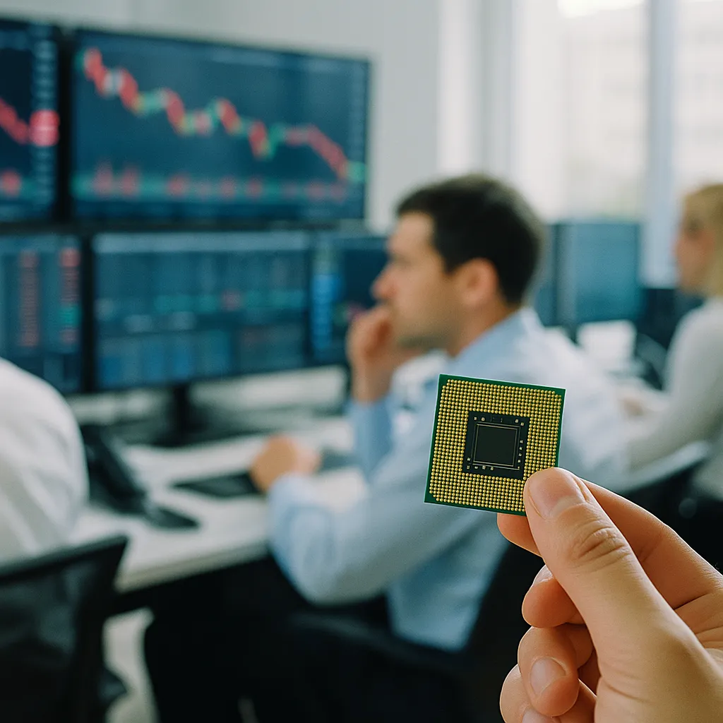 A financial trading floor featuring chip, related to AI Stocks Slide Globally as South Korea Mulls Redistributing