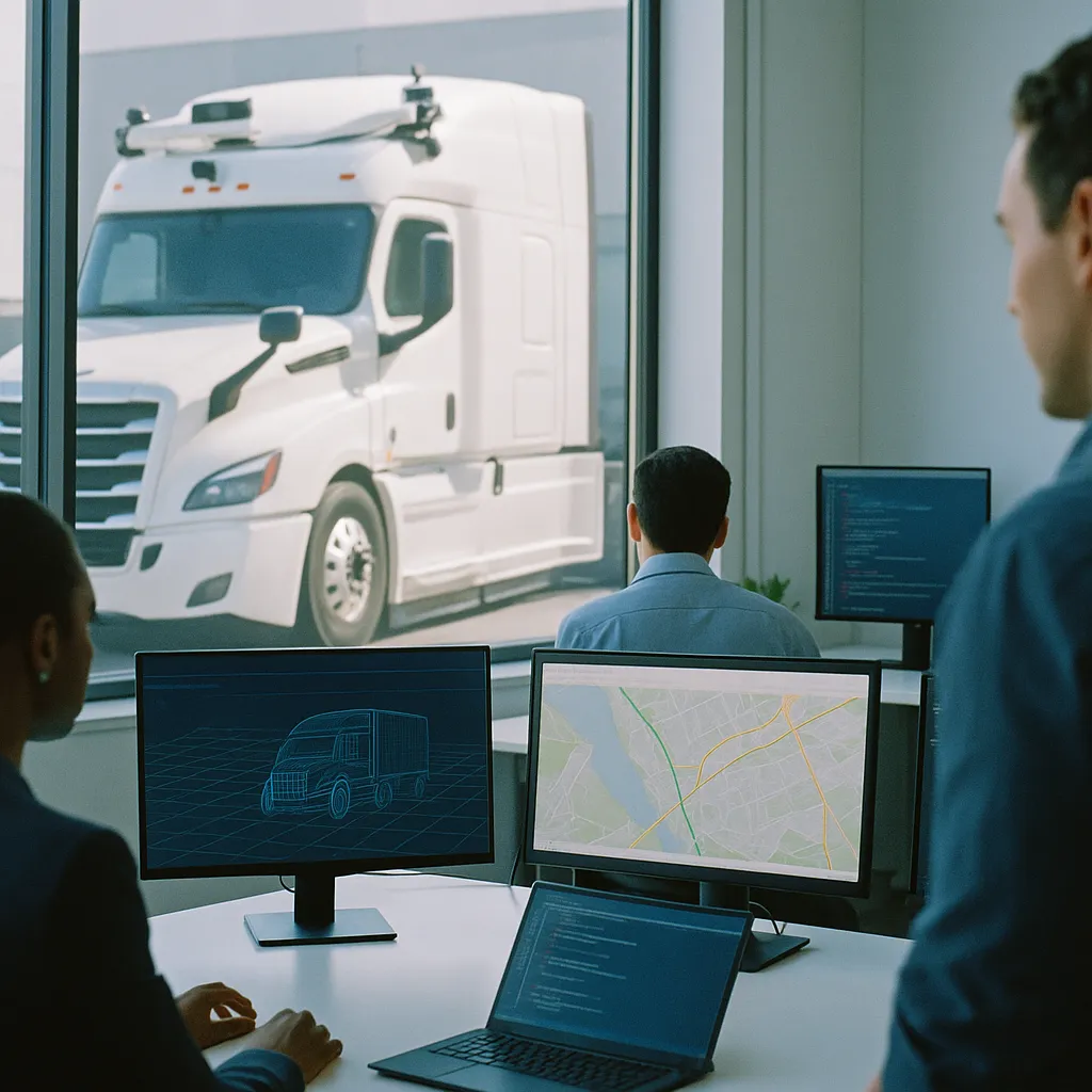 A office featuring truck, vehicle, related to AI Is Already Transforming Trucking — Just Not the Way You T
