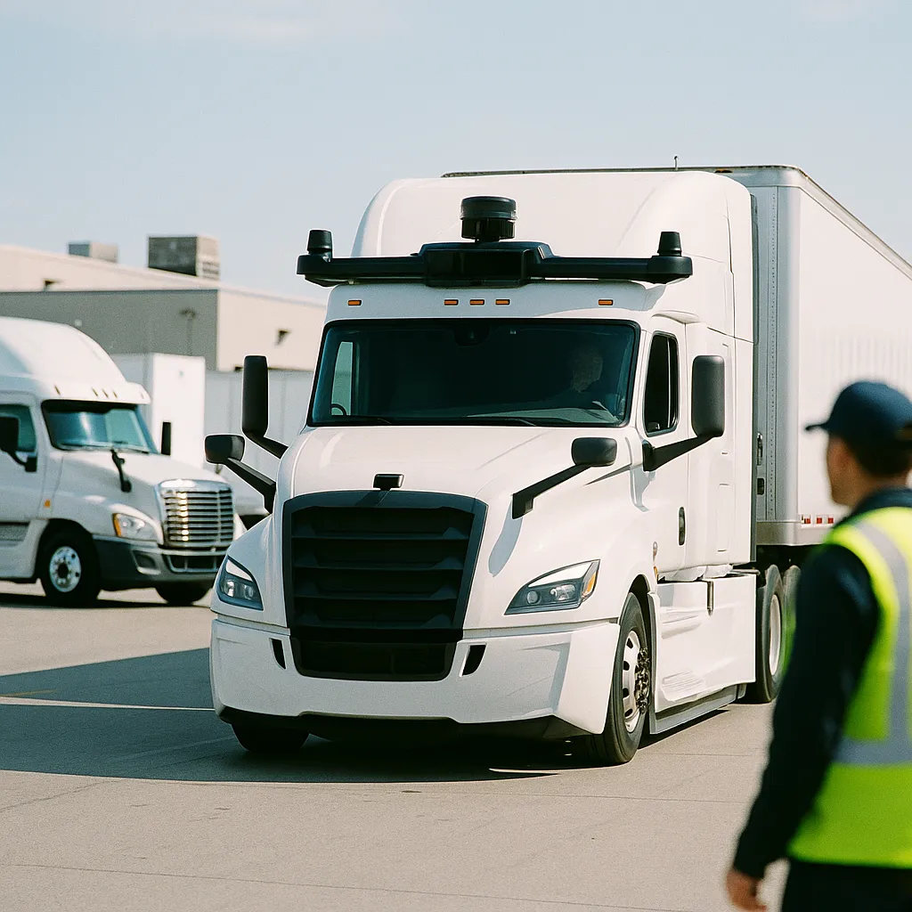 A transportation hub featuring Trucks, truck, related to The Math Is Finally Working for Autonomous Trucks — Goldman 
