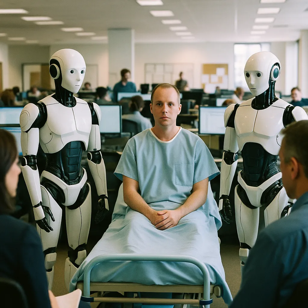 A newsroom featuring patient, robots, related to Daily AI Briefing — 2026-05-18