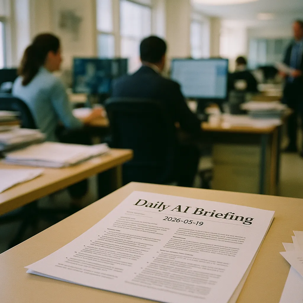 A newsroom featuring document, related to Daily AI Briefing — 2026-05-19