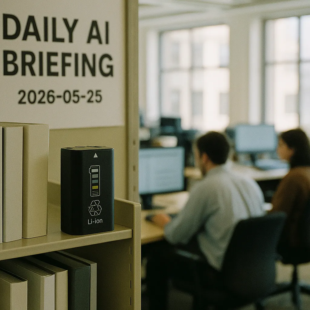 A newsroom featuring shelf, battery, related to Daily AI Briefing — 2026-05-25