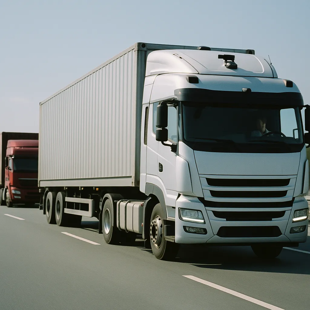 A highway featuring Truck, trucks, related to China's Self-Driving Truck Leaders Push Back on LLM Hype: Sa