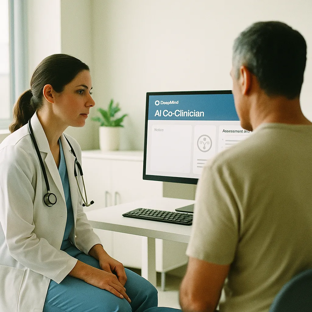 A office featuring patient, related to a major tech company DeepMind's AI Co-Clinician Designed to 