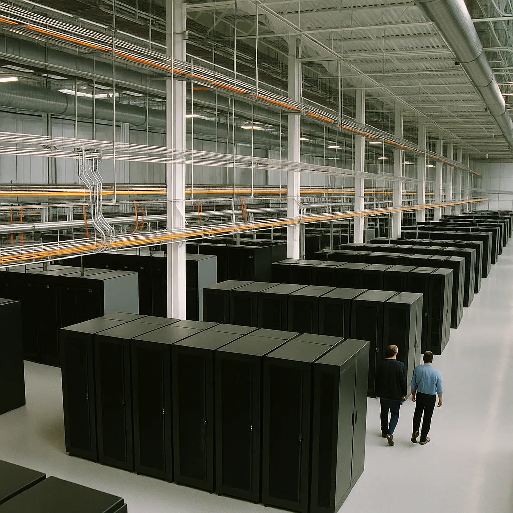 A Data Center featuring Data Center, data center, related to Digital Realty Signs 200 MW AI Data Center Lease — Its Large from an unusual angle or perspective