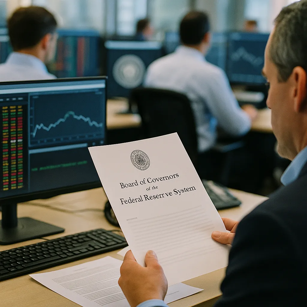 A financial trading floor featuring monitor, document, related to Federal Reserve Vice Chair Warns AI Is Outpacing Bank Regula