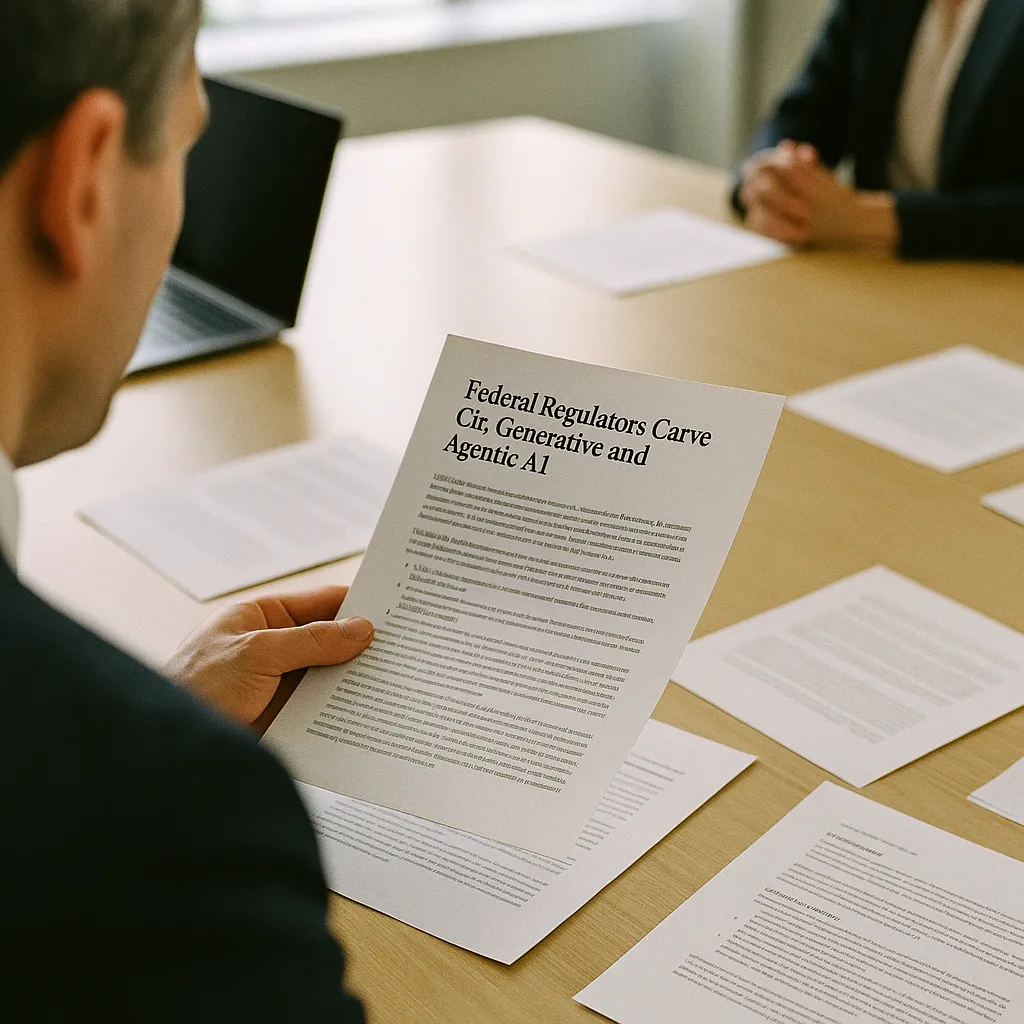A Office featuring document, documents, related to Federal Regulators Carve Out Generative and Agentic AI from 