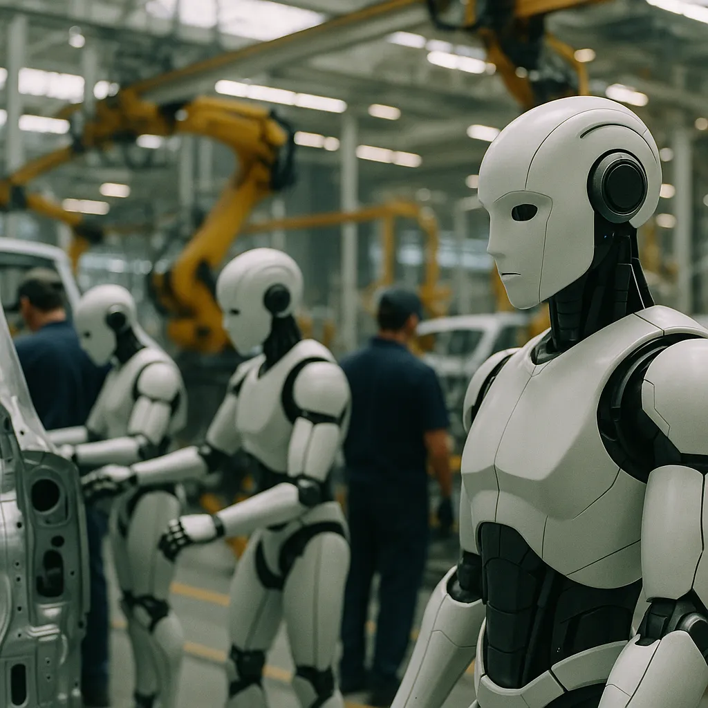 A factory featuring Robots, robots, related to Physical AI Craze Reaches Factory Floors as Humanoid Robots 