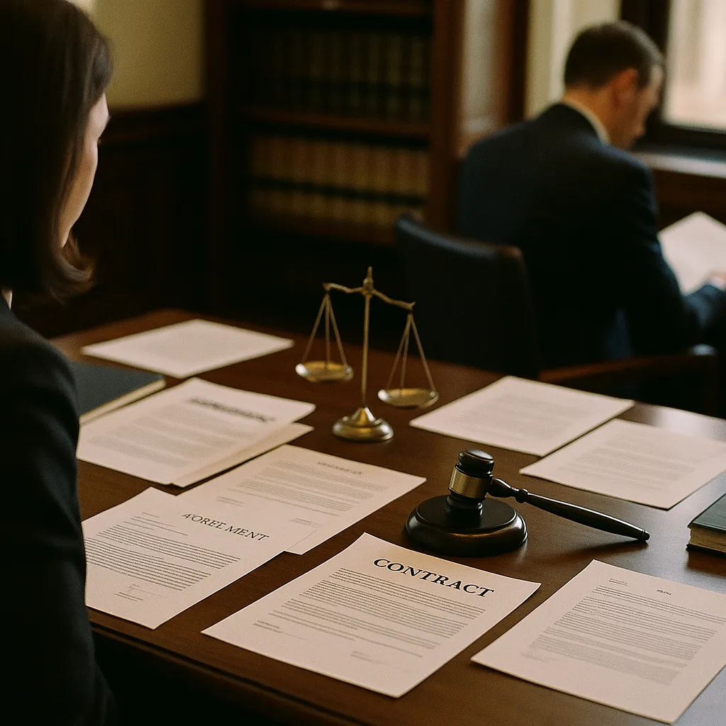 A law office featuring documents, contracts, related to Legal AI Startup Legora Hits $5.6 Billion Valuation as Harve