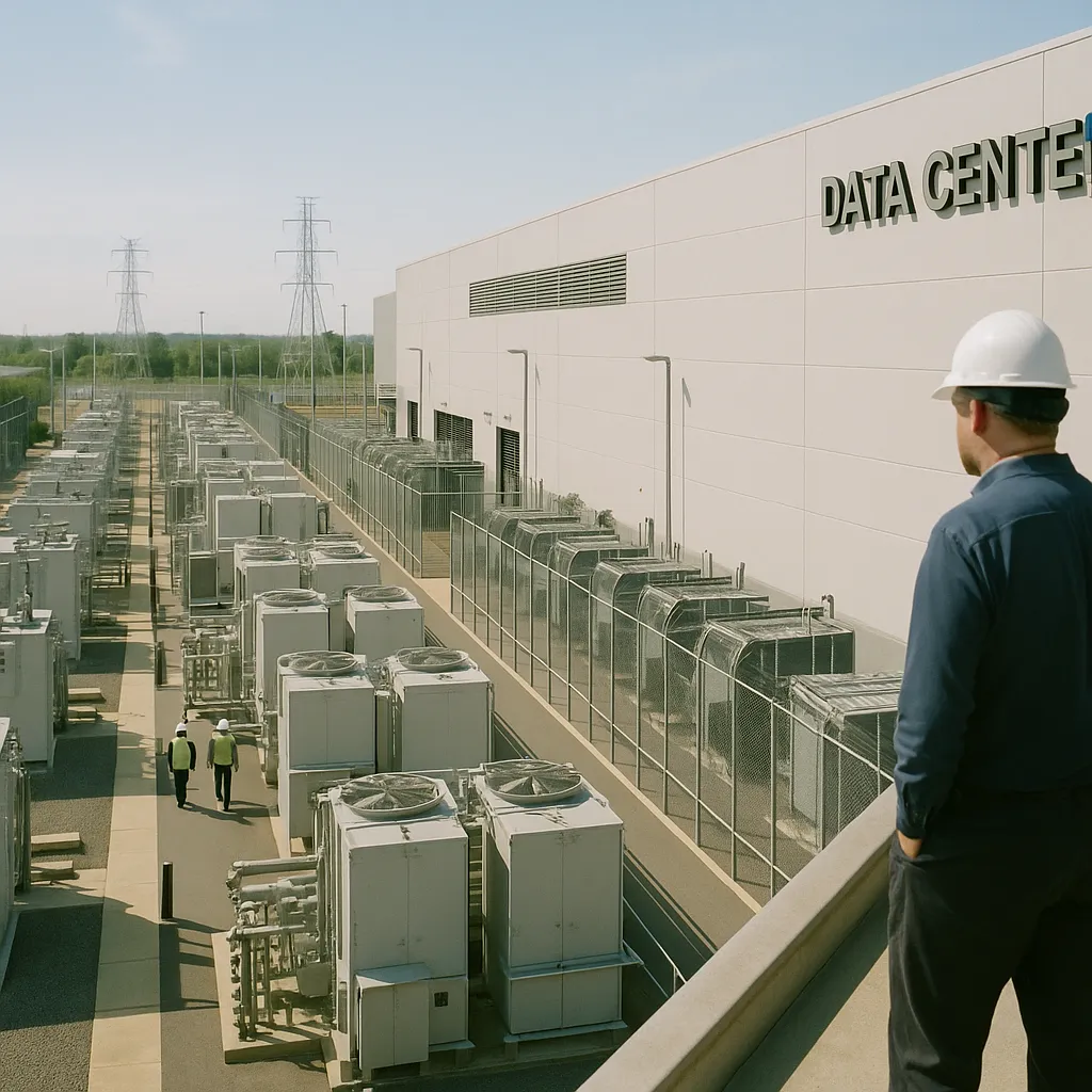 A data center featuring Data Center, data center, related to Dominion for $67 Billion in the Largest US Utility Merger Ev from an unusual angle or perspective